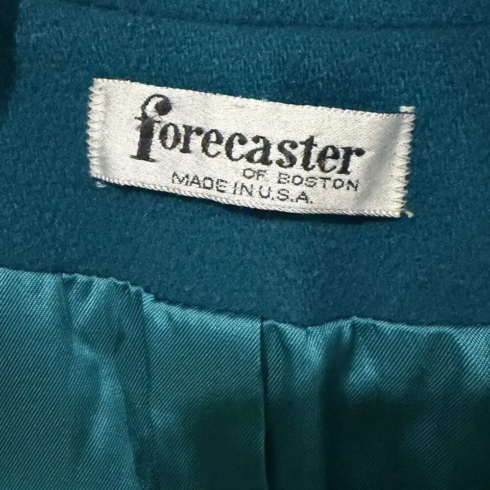 Teal Vintage Wool Coat by Forecaster of Boston | Retro Chic | Made in USA Size L